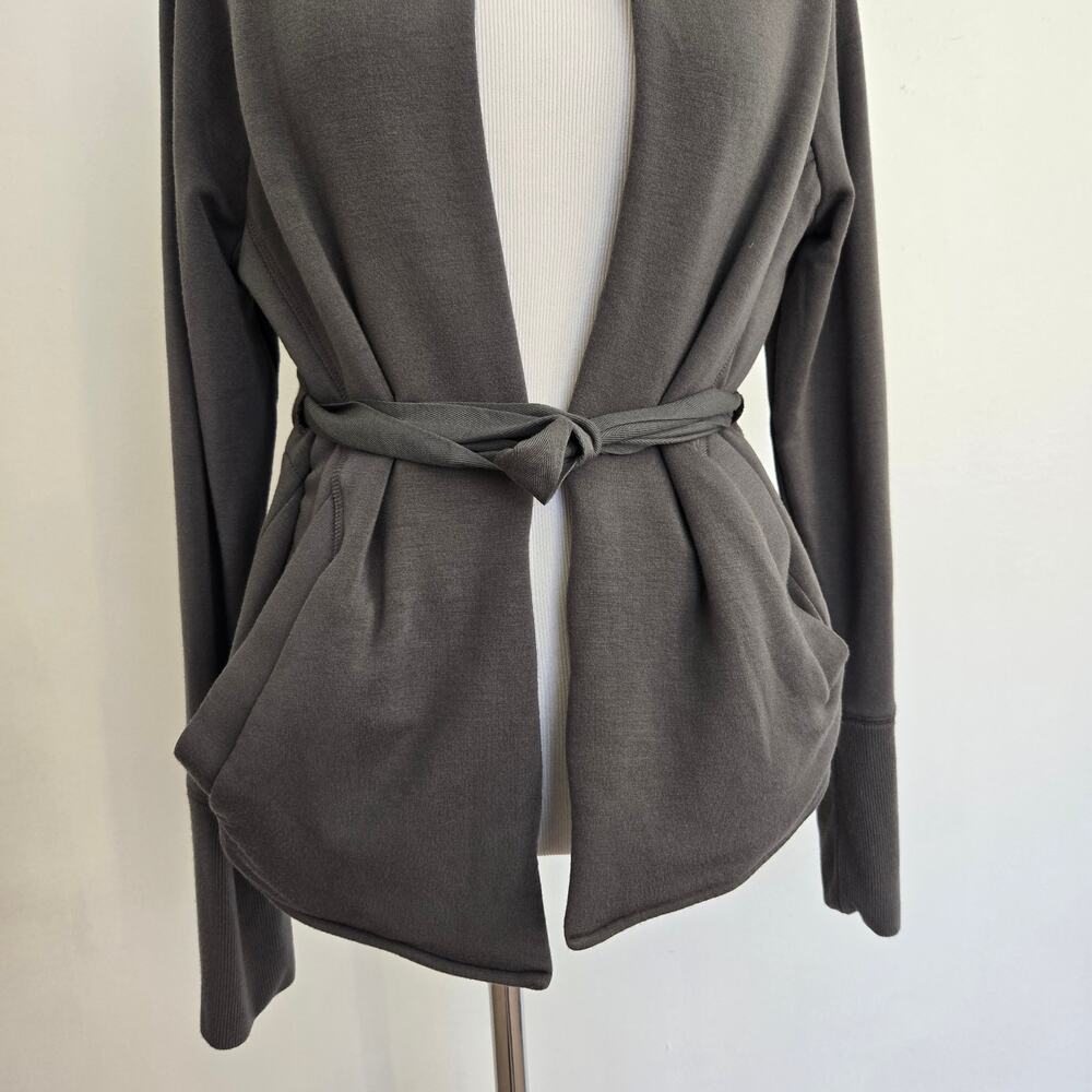 Athleta Clarity Cinch Open Cardigan Modal Gray Soft Sweatshirt Women Small - Picture 8 of 14